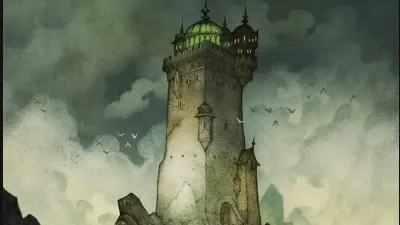 The Sinking Tower - Dragonbane tabletop RPG module cover art for OZ ORC Adelaide